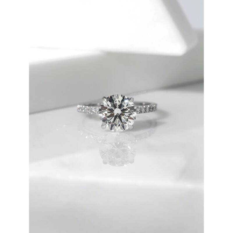 Kobelli 3.45 Carat Lab Grown Diamond Certified 14k Solid Gold Hidden Wrap Halo Ruri Engagement Ring (EF/VS)