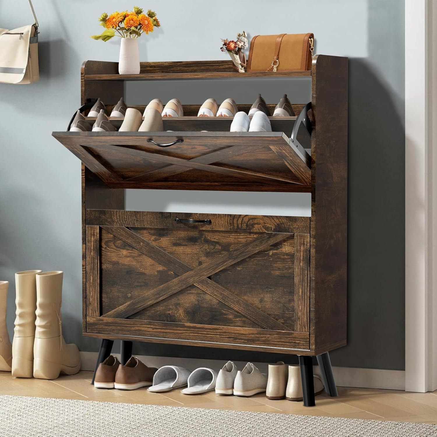 Wooden Shoe Box Storage Simple Design Wooden Melamine Shoe Cabinet