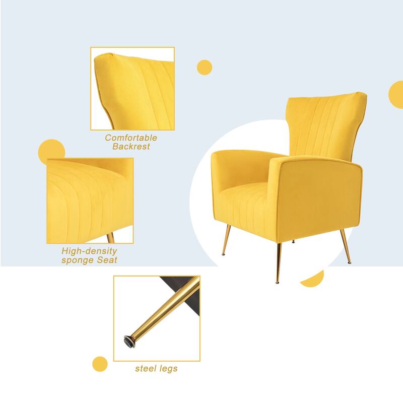 Modern 29.9" Upholstered Wingback Arm Chair with Gold Legs for Living Room