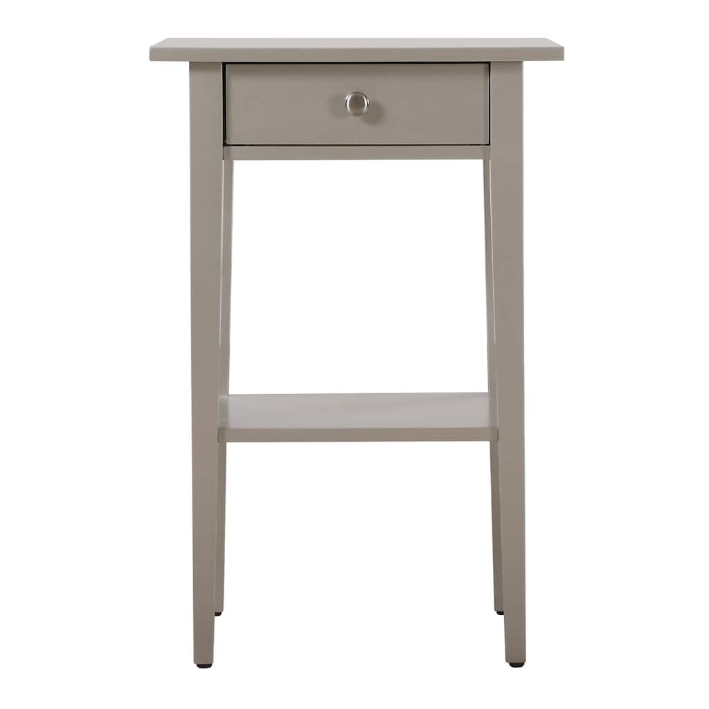 1-Drawer Silver Champagne Nightstand with Open Shelf, 28 Inch Easy Assembly Wood Bedside Storage Table