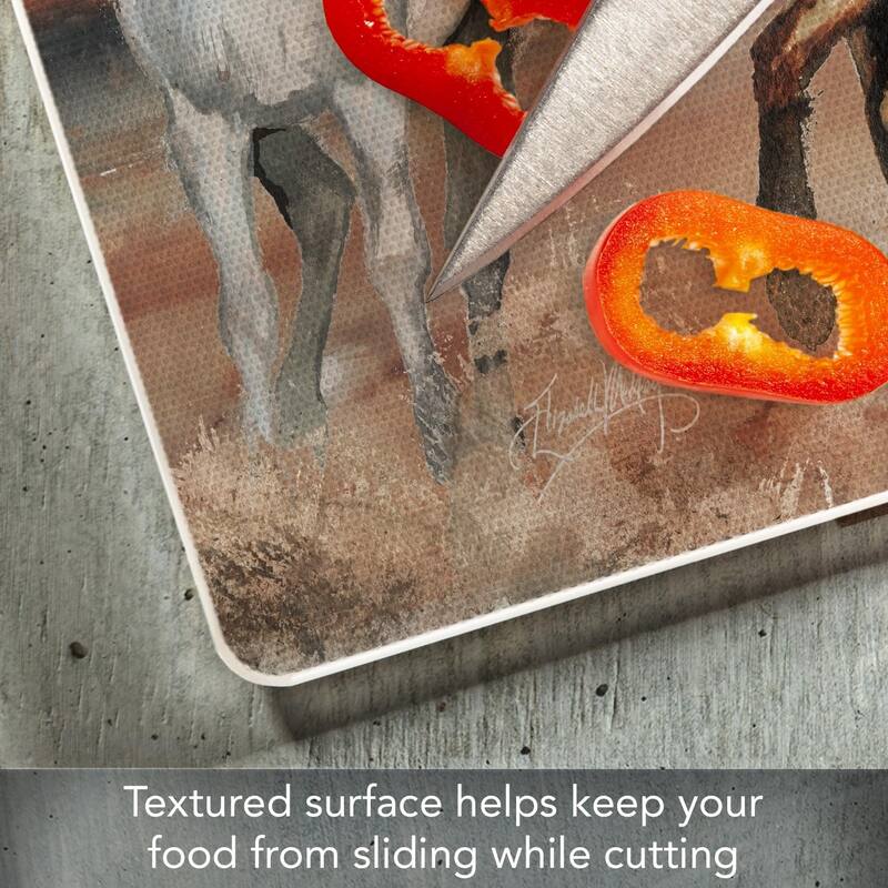 Southwest Horses 3mm Heat Tolerant Tempered Glass Cutting Board 10” x 8” Made in the USA Dishwasher Safe