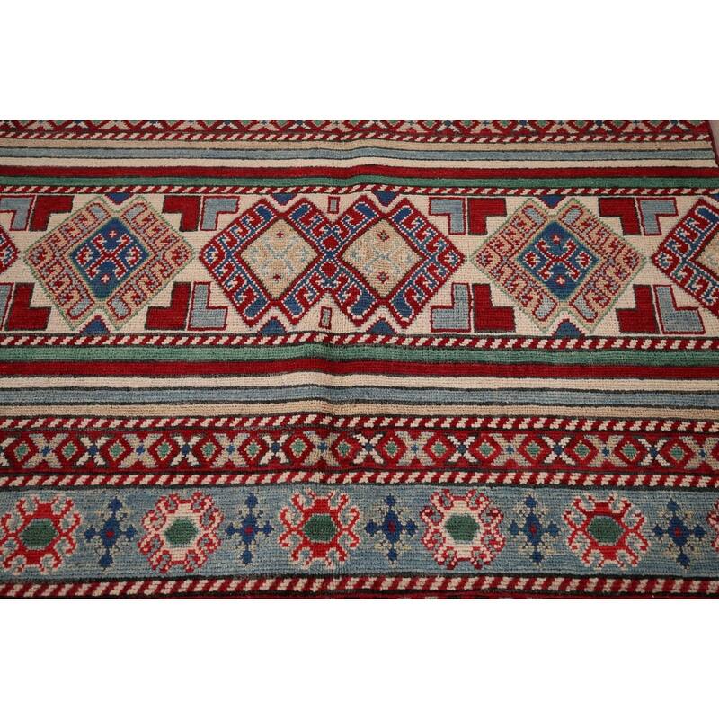 Oriental Multi-Color Kazak Area Rug Handmade Wool Carpet - 3'11" x 6'0"