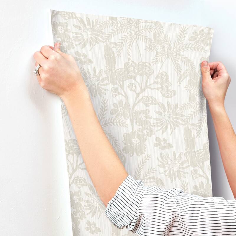 A-Street Prints Jacaranda Taupe Tropical Trail Wallpaper