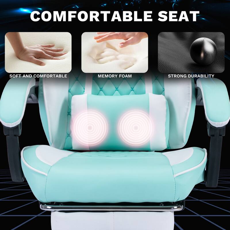 Ergonomic Video Gamer Chairs,Computer Gaming Chairs with Massage Lumbar Support and footrest,Computer Chair Adjustable Headrest