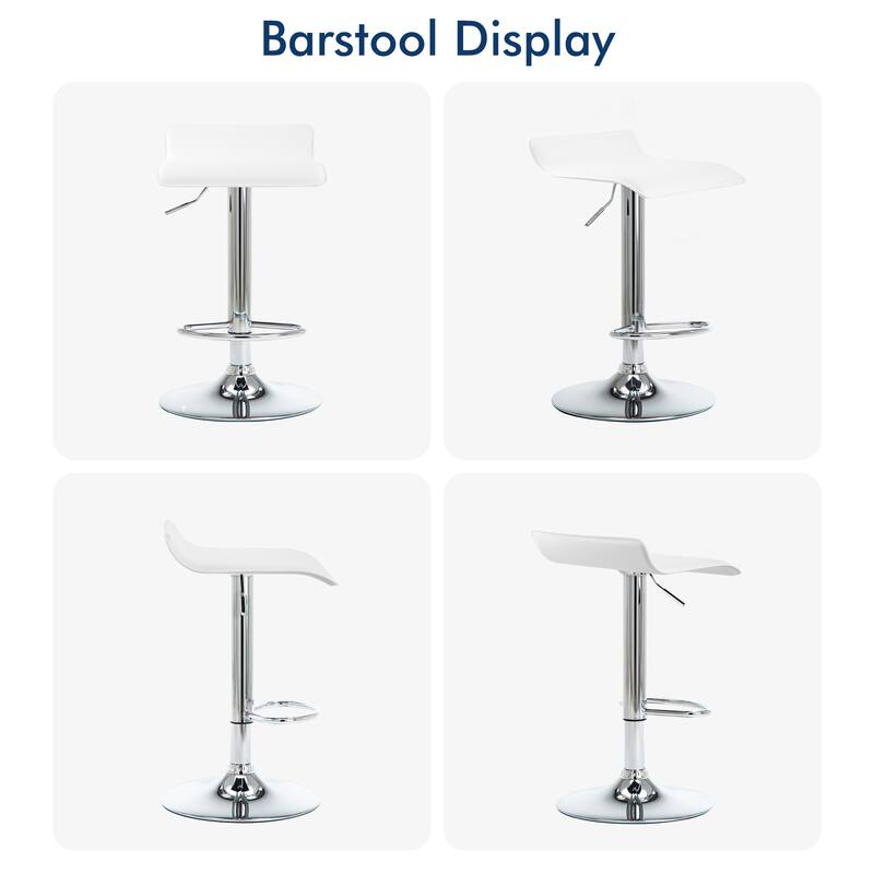 Faux Leather Upholstered Adjustable Barstools Airlift Counter Bar Pub Height Stools Set of 2