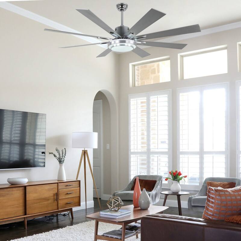 Cusp Barn 72" LED Dimmable Ceiling Fan,Industrial Reversible Fan Light,6 Speeds Quiet DC Motor with Remote for Large Room/Space