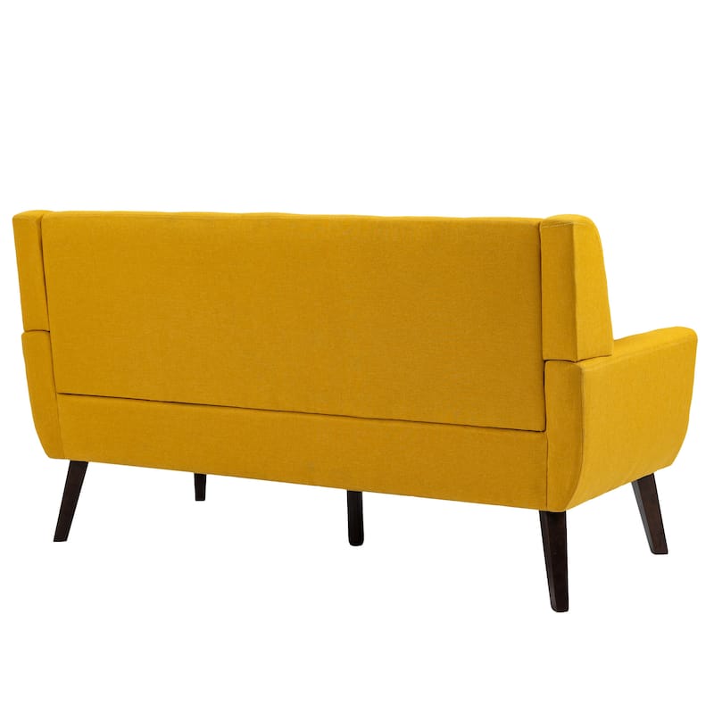 Modern 63-Inch Linen Tufted Loveseat Sofa with Pillows