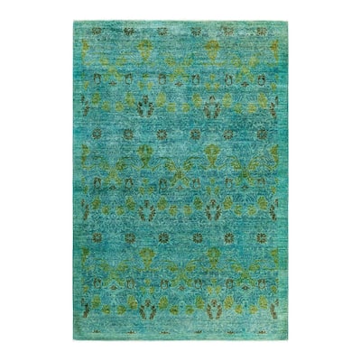 Contemporary Overdyed Wool Hand Knotted Area Rug - 6' 2" x 9' 0"