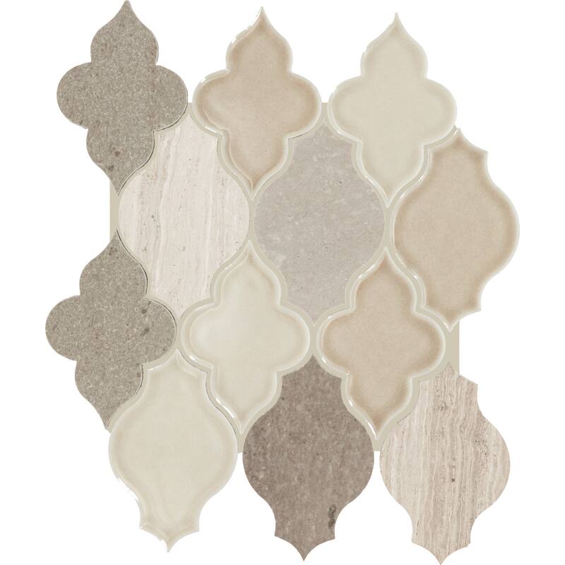 Daltile Raine Honed Natural Stone Arabesque Mosaic Tile (Set of 10) (7.38 SQFT Per Carton) - Beige