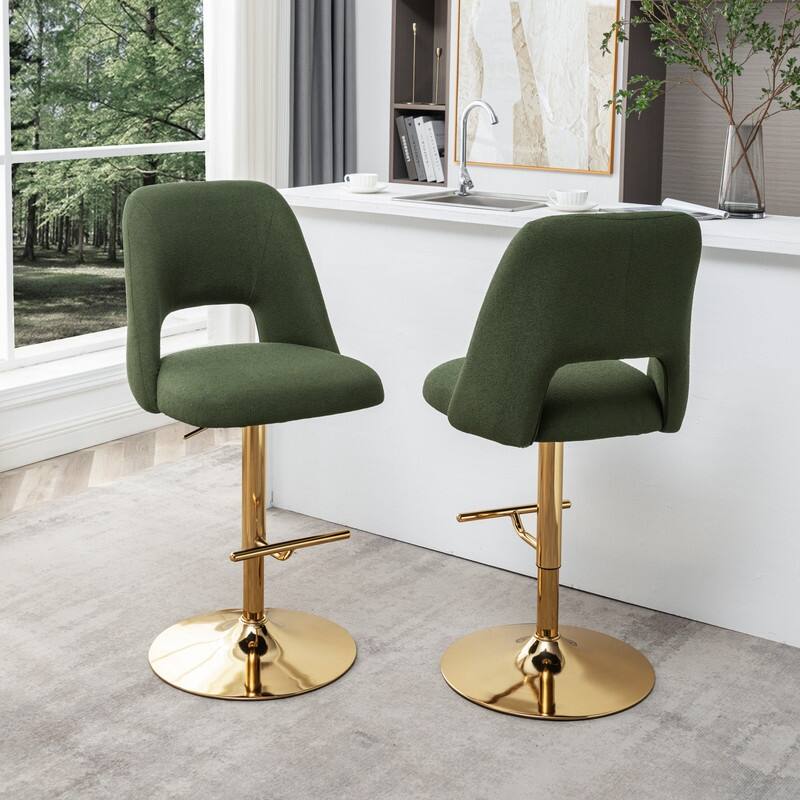 Best Quality Furniture Adjustable Textured Fabric Barstools with Chrome Finish Base (Set of 2)