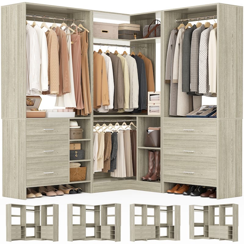 Cimly Set of 3 Freestanding Corner Closet System, Space-saving Closet Organizer for Walk-in/ Reach-in Closet