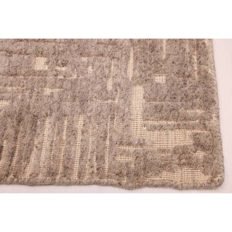 ECARPETGALLERY Hand Loomed Elysian Taupe Wool Rug - 8'0 x 9'9