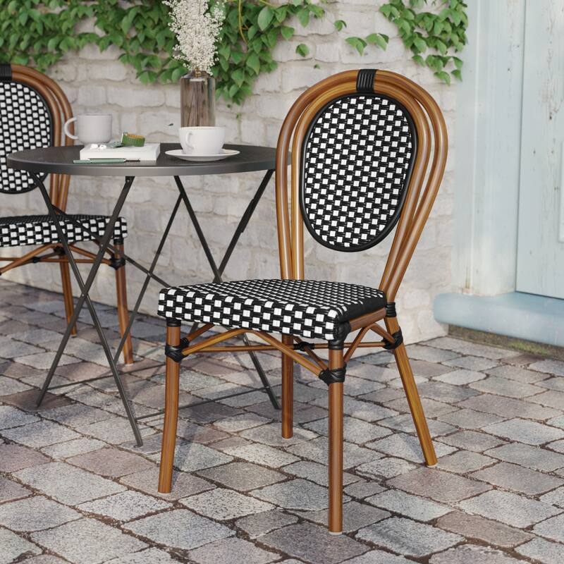 All-Weather Commercial Paris Chair with Black Metal Frame