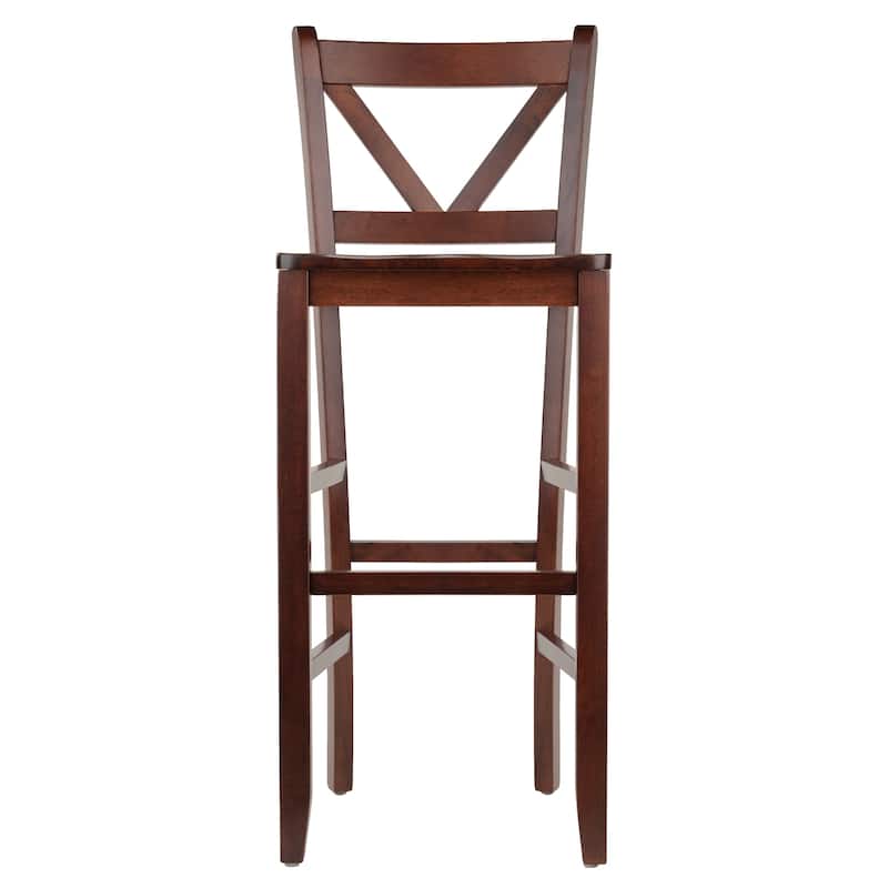 2-Pc V-back Bar Stool Set, Walnut - 16.93"W x 19.21"D x 42.17"H