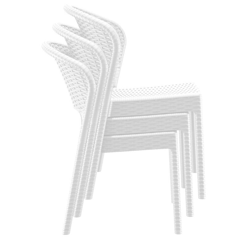 32" White Patio Wickerlook Stackable Dining Chair