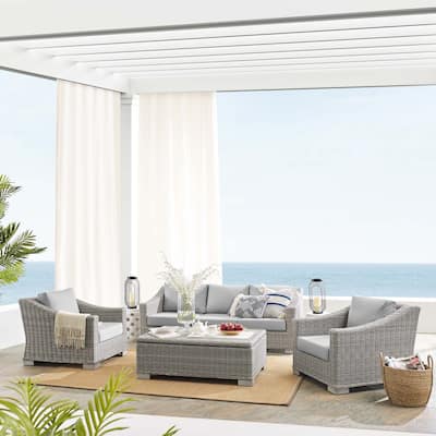 Conway Sunbrella® Outdoor Patio Wicker Rattan 4-Piece Furniture Set