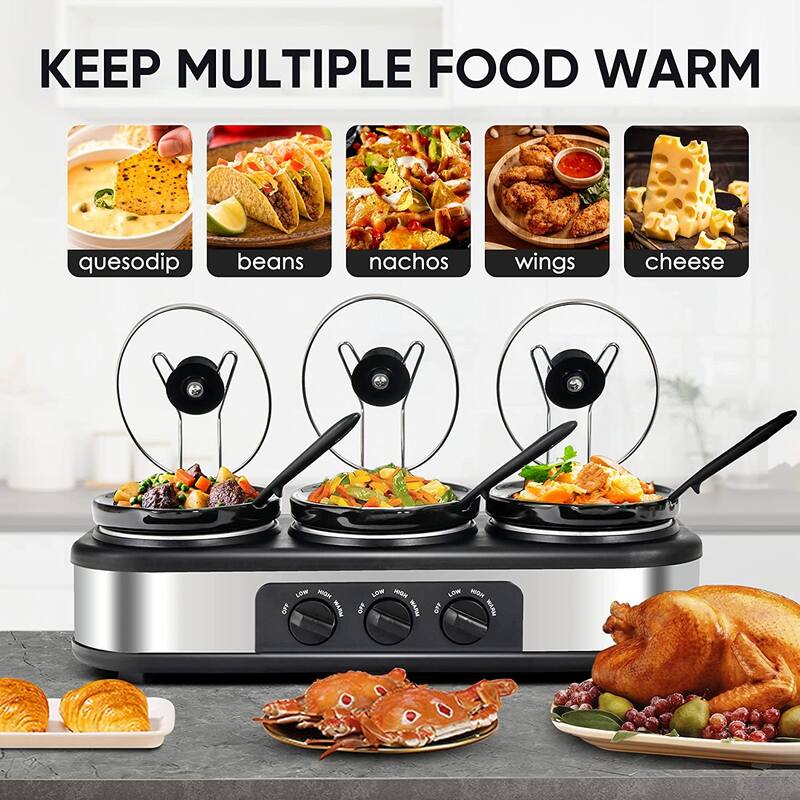 Dual Slow Cooker, Buffet Servers and Warmers with 2 X 1.25Qt, Tempered