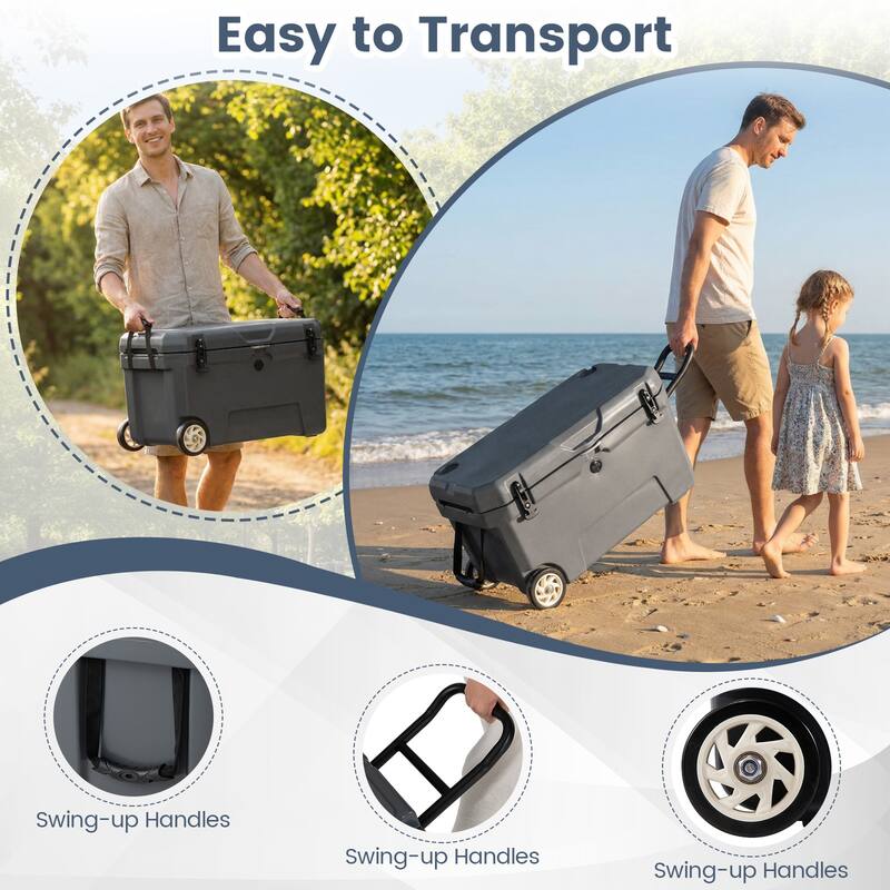 Gymax 52 Quart Portable Hard Cooler w/6-Day Ice Retention Pull Handle