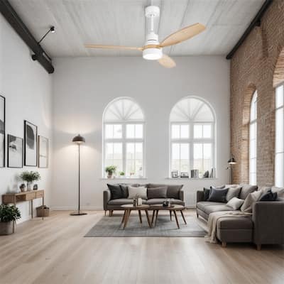 52" Led Ceiling Fan white Remote Control and Reversible DC Motor