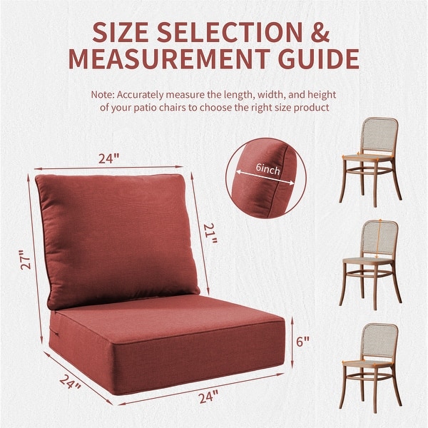 dimension image slide 0 of 14, Gymojoy 6-Inch Thick Outdoor Deep Seating Cushion Set, 22"/24" Wide Options, Waterproof & Fade Resistant for Patio Furniture