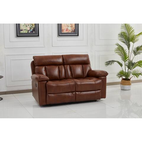 Betsy Furniture Bonded Leather Manual Rclining 2-seat Loveseat in Orange 8062