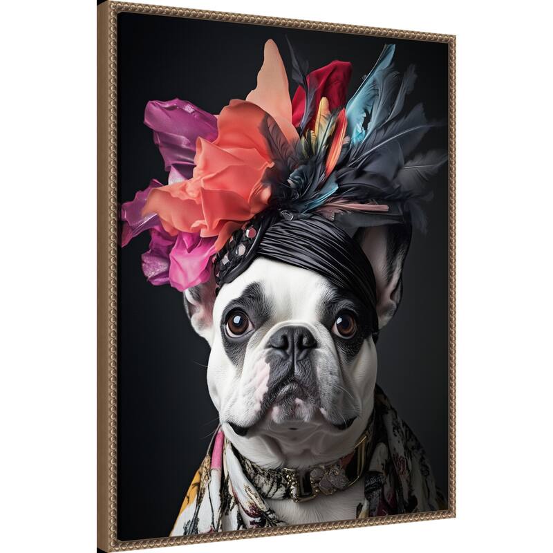 The Regal French Bulldog by Mowzu Framed Canvas Wall Art