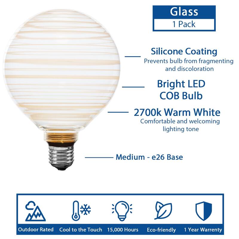 Festive Living LED G125 + COB Bulb Indoor/Outdoor Covered Edison Bulbs, E26 Base - Aurora Saturn