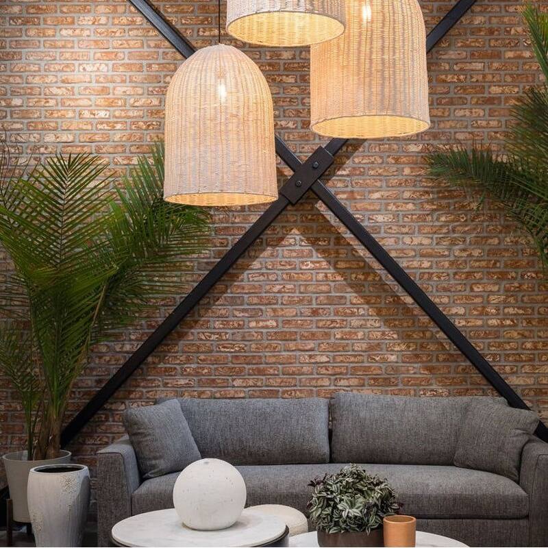 Glow Chandelier with Rattan Shade