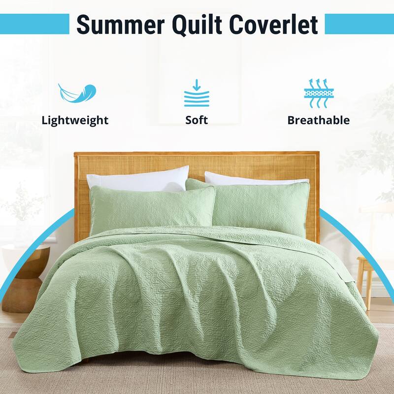 HLC.ME Lorenzo - 3 Piece Size Quilt Set, Lightweight Bedspread Coverlet Set.