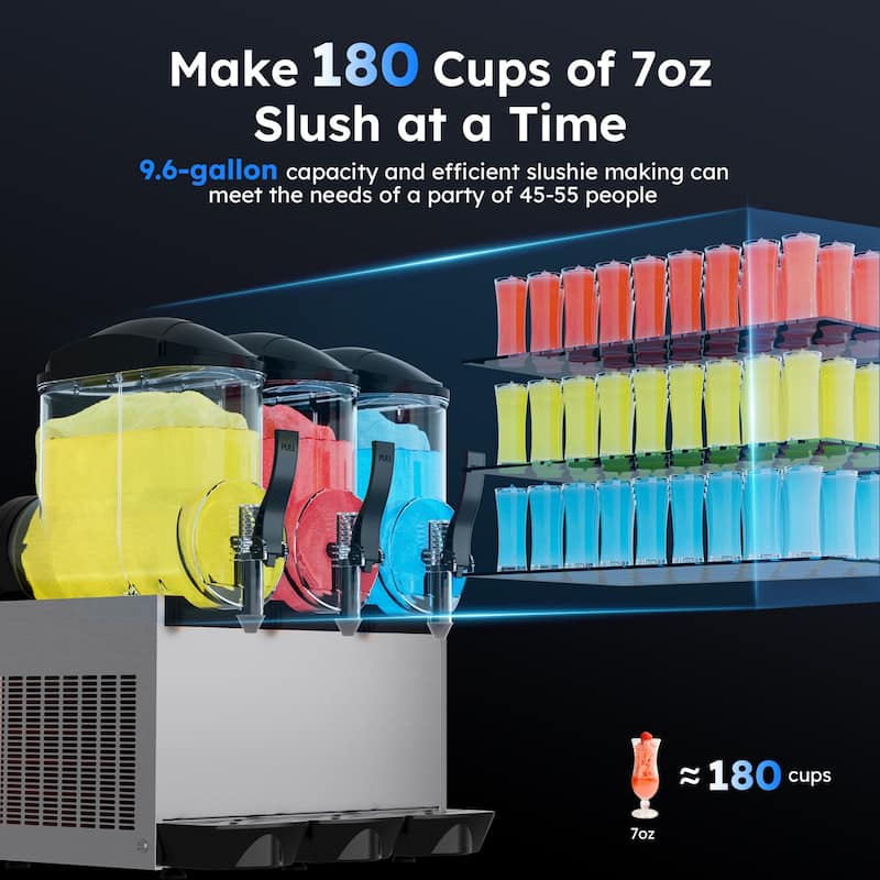 Commercial Slushy Machine, 3L/6L/12L/24L/36L, Self-Cleaning, for Margaritas, Alcoholic Beverages, Smoothies, and Soft Ice Cream