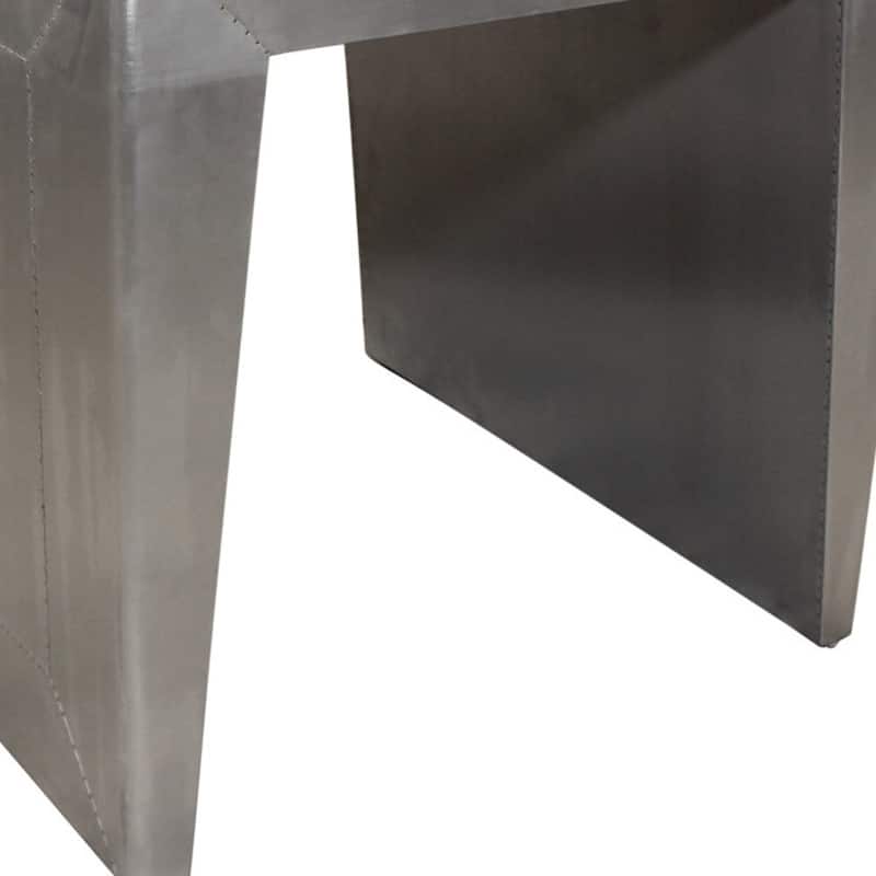 HomeRoots 24" Silver Aluminum and Solid Wood Square Sled End Table - 24 in. x 24 in. x 24 in.