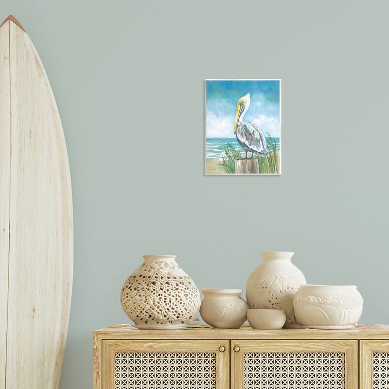 Stupell Pelican Perched near Shore Wall Plaque Art Design By Diane Kater