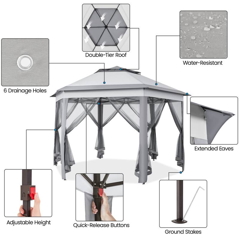 Yaheetech Outdoor Gazebo Pop Up Canopy with Metal Frame Mesh Netting