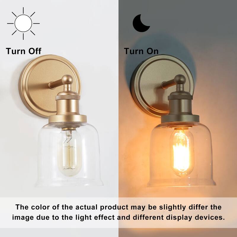 Ciare Modern Bathroom Vanity Lights Mini Wall Sconce Gold Bell Dimmable Glass Shade - Rose Gold - L 4.5" x W 7" x H 10"