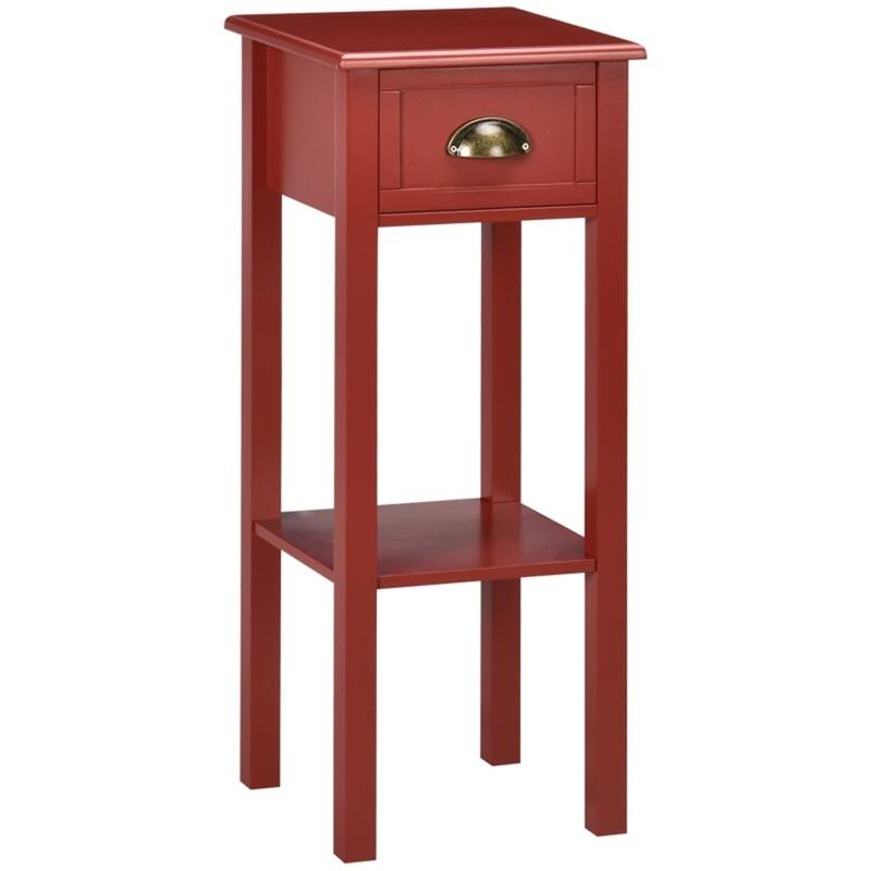 Lightweight and Stylish Bedroom Side Table with Storage Drawer and Bottom Shelf Ideal for Small Spaces