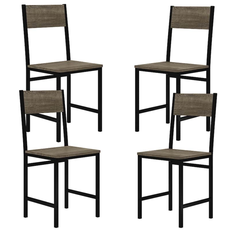 Gymax Set of 4 Dining Chairs w/Metal Legs Slanted Back Wide Seat for - Grey - Set of 4