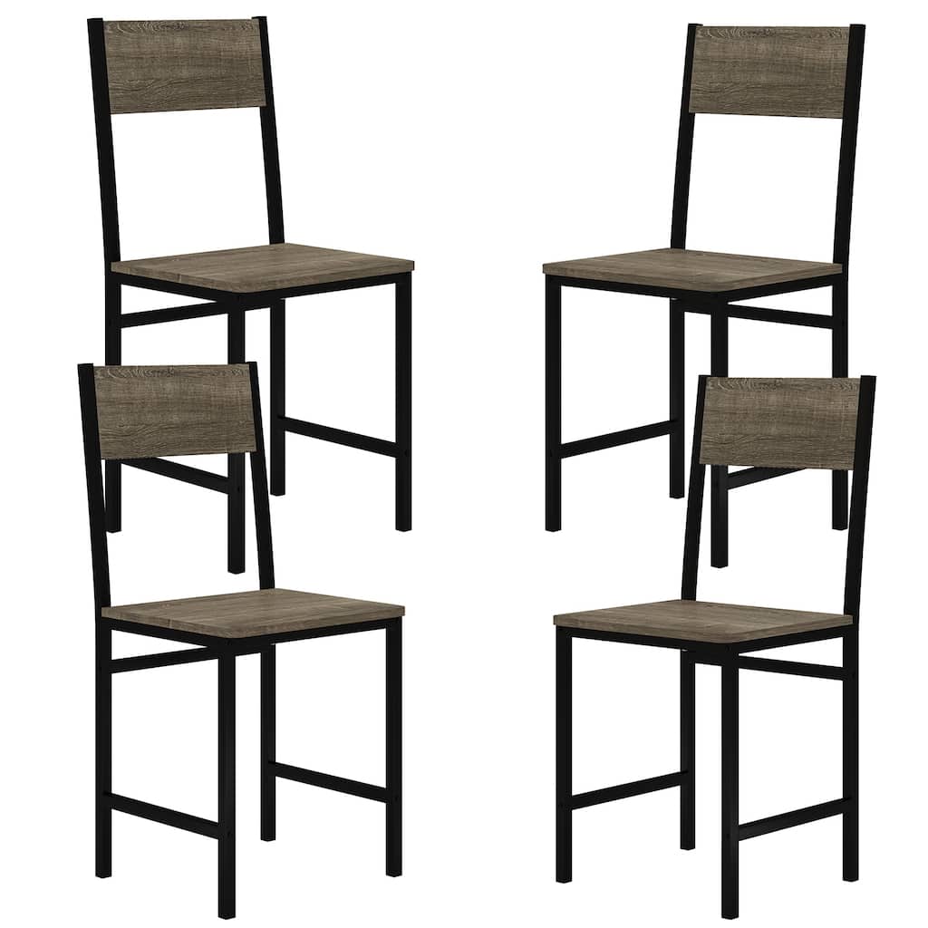 Gymax Set of 4 Dining Chairs w/Metal Legs Slanted Back Wide Seat for