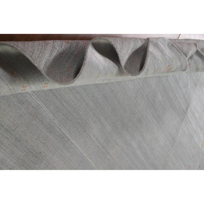 Grey Gabbeh Area Rug Handmade Wool Carpet - 8'11"x 11'9"