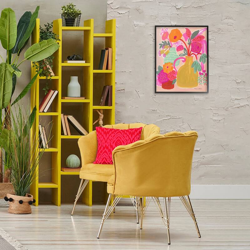 Stupell Bright Pink & Yellow Bouquet Framed Giclee Art Design By Suzanne Allard