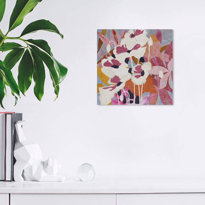 Wynwood Studio Canvas Abstract Floral Bouquet Splash Pink and Rose Gold Glam Wall Art Canvas Print - 12 x 12