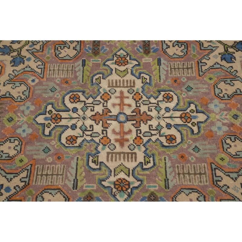 Hand Knotted Oriental 100% Wool Carpet Traditional Floral Beige & Ivories Tabriz Area Rug - 9' 6'' X 6' 5''