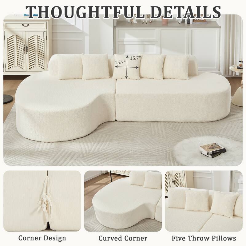 112.2" L-Shaped Boneless Sectional Sofa with Chaise, Chenille Upholstery, Memory Foam, No Assembly
