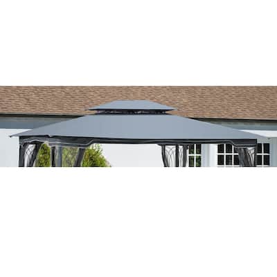 Patio Double Roof Gazebo Fabric Replacement Canopy