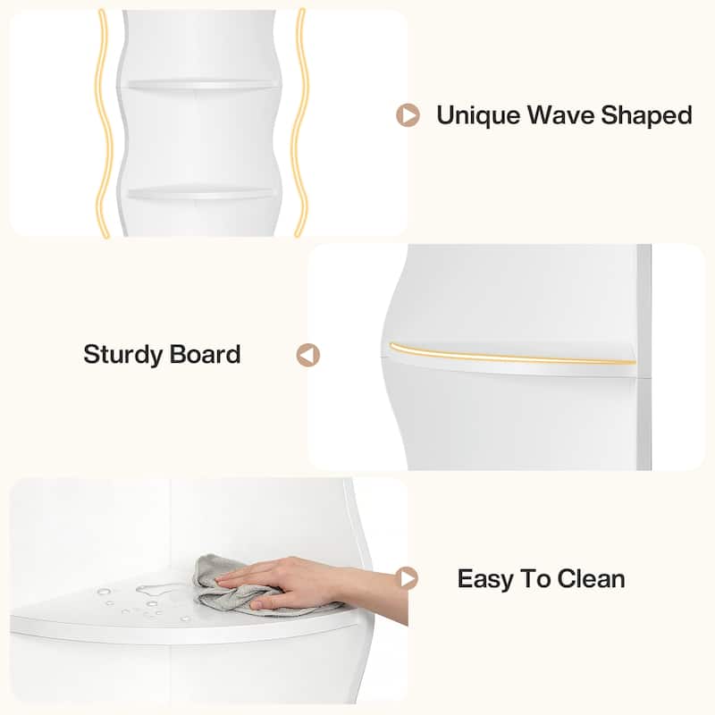 70.8" Tall White Corner Shelf, 6-tier Corner Bookshelf Bookcase - 13.8" D x 13.8" W x 70.8" H