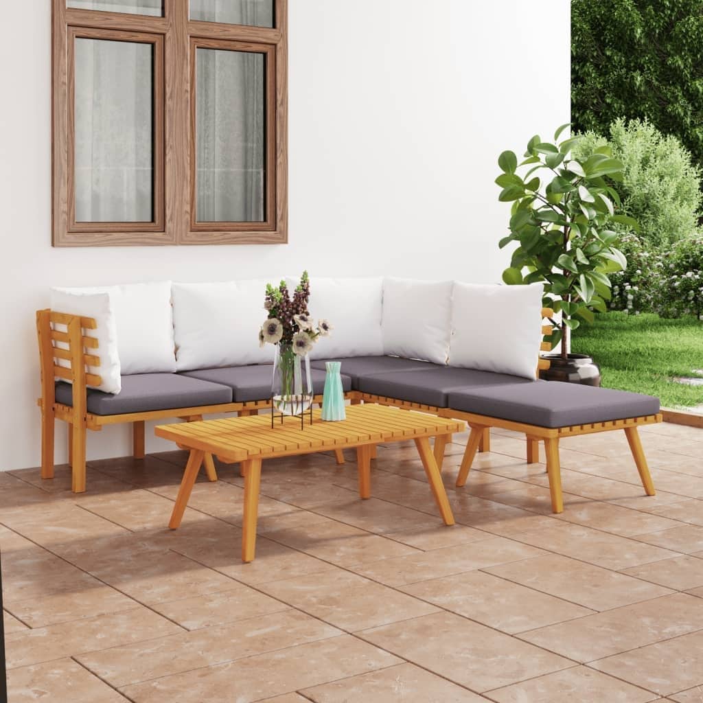 Vidaxl 6 piece garden lounge discount set with cushions solid acacia wood