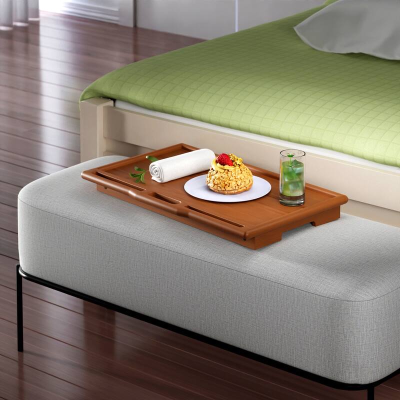 Arlo Breakfast Tray with Flip Top Teak Finish