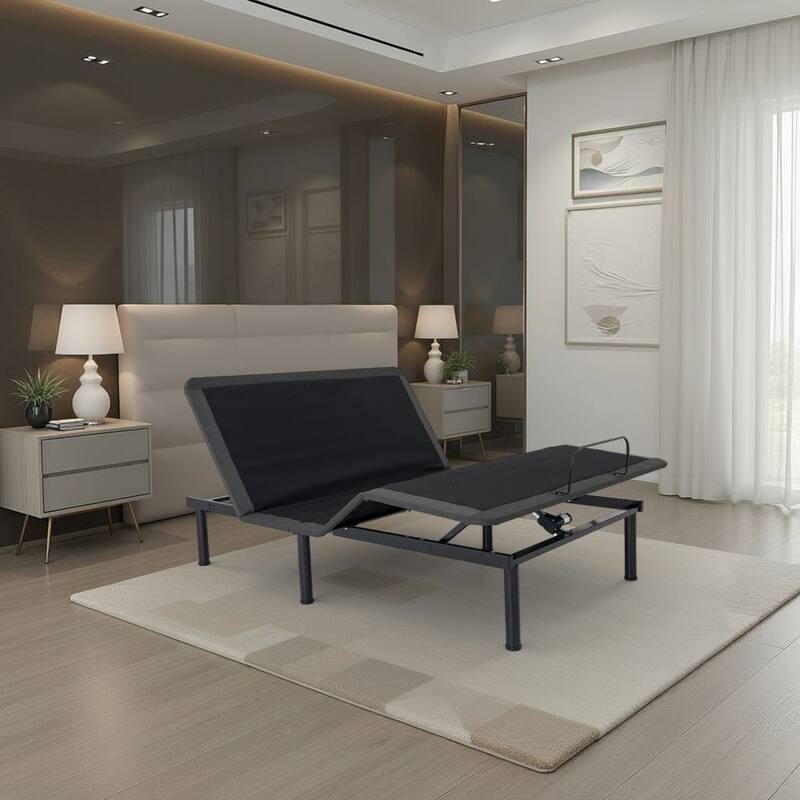 Bridgevine Home Quick Assembly Adjustable Bedframe with Voice Activated Controls