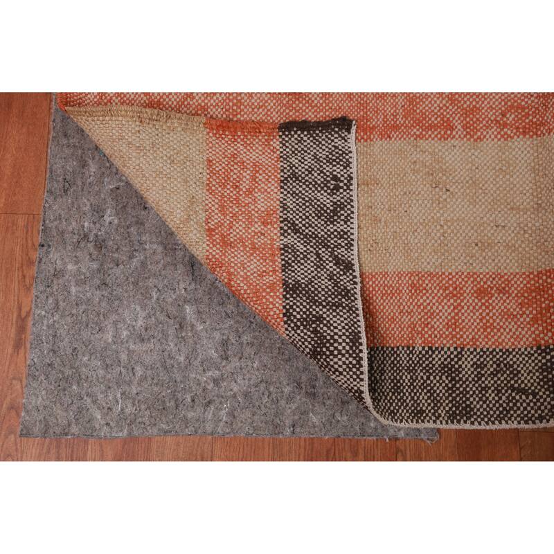 Hand Woven Oriental 100% Jute Carpet Southwestern Modern Brown Kilim Area Rug - 11' 4'' X 9' 9''