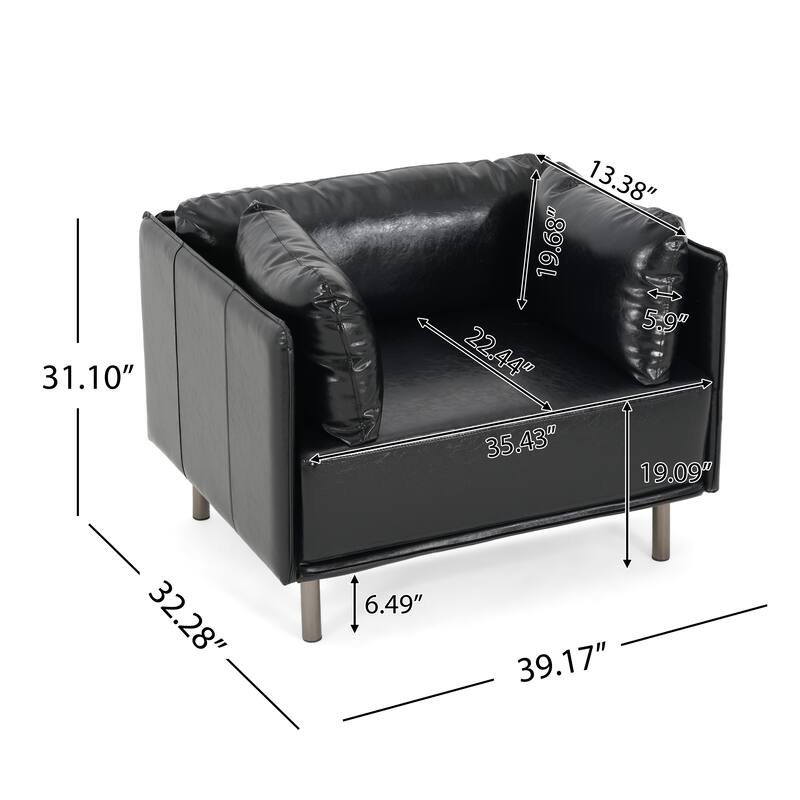 Faux Leather Lounge Chair with Wood Frame