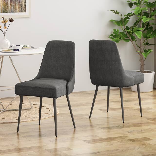 Alnoor Modern Armless Fabric Dining Chairs (Set of 2) by Christopher Knight Home - Charcoal + Gun Metal